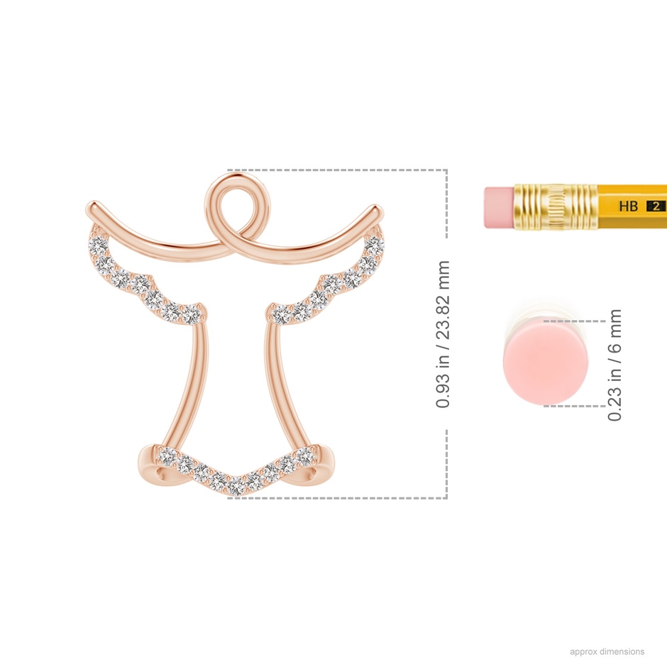 1.3mm IJI1I2 Prong-Set Diamond Angel Pendant in Rose Gold ruler
