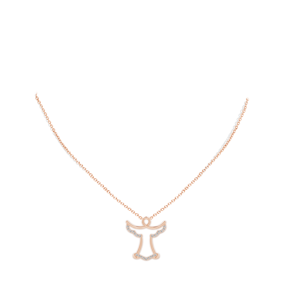 1.3mm IJI1I2 Prong-Set Diamond Angel Pendant in Rose Gold body-neck