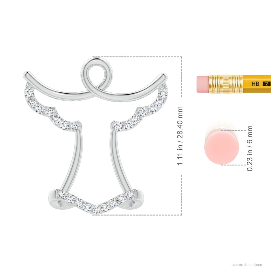 1.55mm GVS2 Prong-Set Diamond Angel Pendant in White Gold ruler