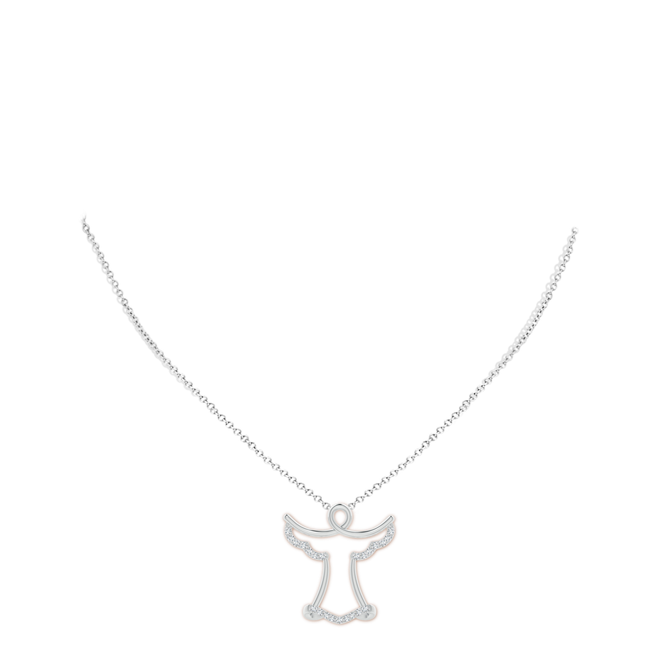 1.55mm GVS2 Prong-Set Diamond Angel Pendant in White Gold body-neck