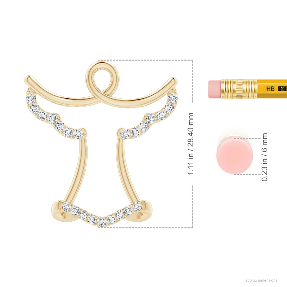 1.55mm GVS2 Prong-Set Diamond Angel Pendant in Yellow Gold ruler