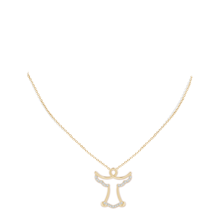 1.55mm GVS2 Prong-Set Diamond Angel Pendant in Yellow Gold body-neck