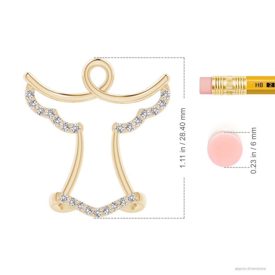 1.55mm IJI1I2 Prong-Set Diamond Angel Pendant in Yellow Gold ruler