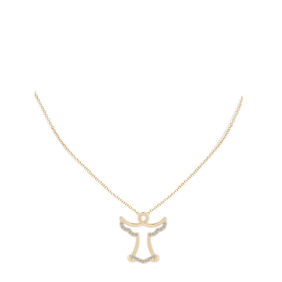 1.55mm KI3 Prong-Set Diamond Angel Pendant in Yellow Gold body-neck