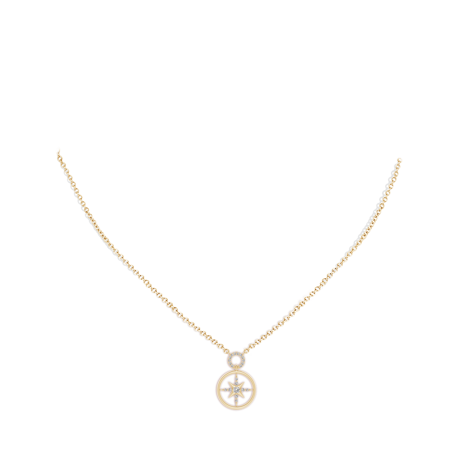 2.1mm IJI1I2 Diamond Compass Pendant in Yellow Gold pen