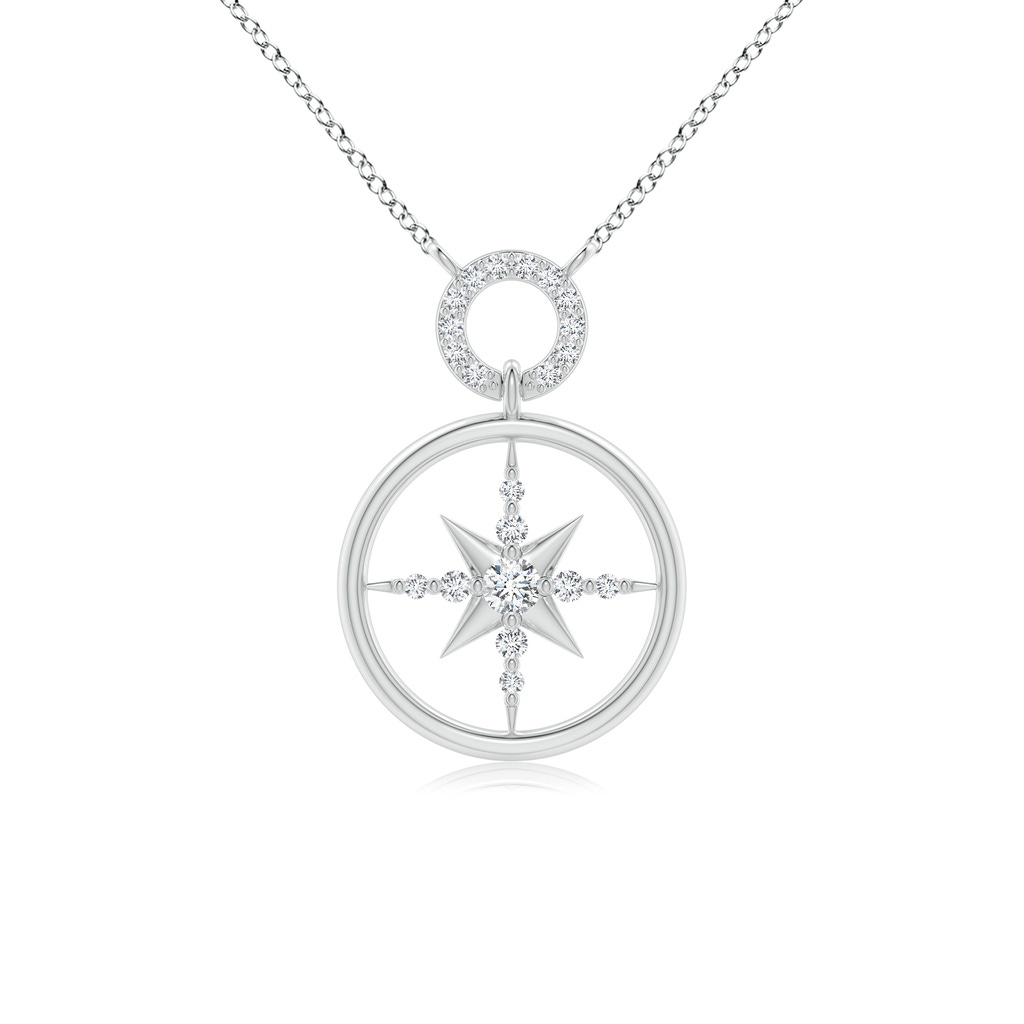 3mm GVS2 Diamond Compass Pendant in White Gold