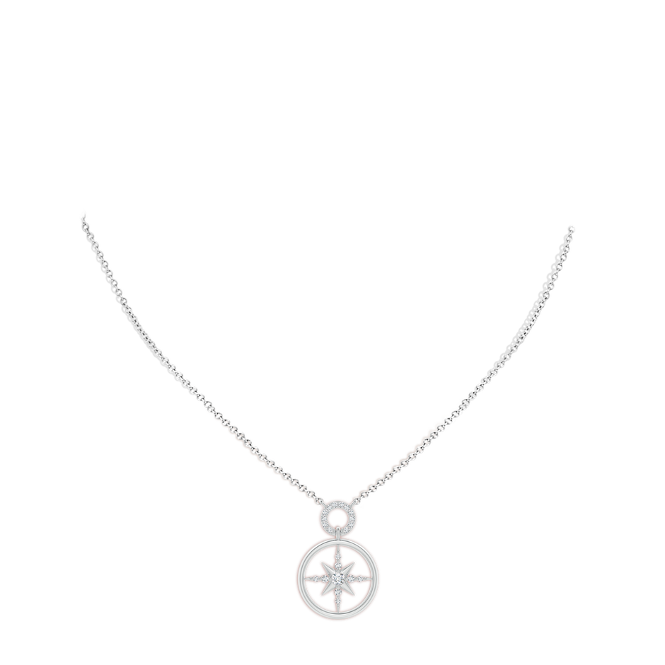 3mm GVS2 Diamond Compass Pendant in White Gold pen