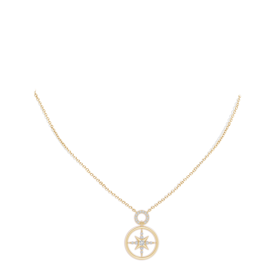 3mm HSI2 Diamond Compass Pendant in Yellow Gold pen