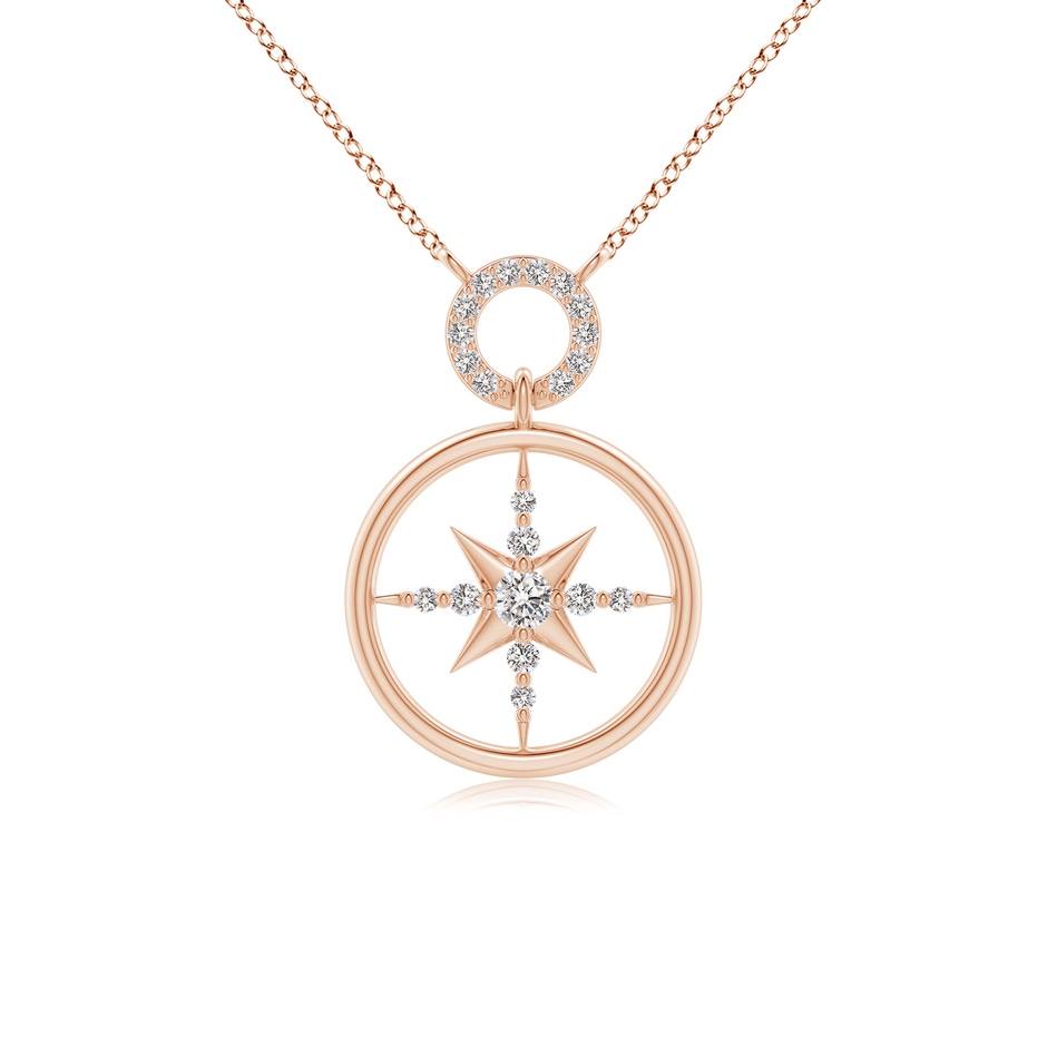 3mm IJI1I2 Diamond Compass Pendant in Rose Gold 