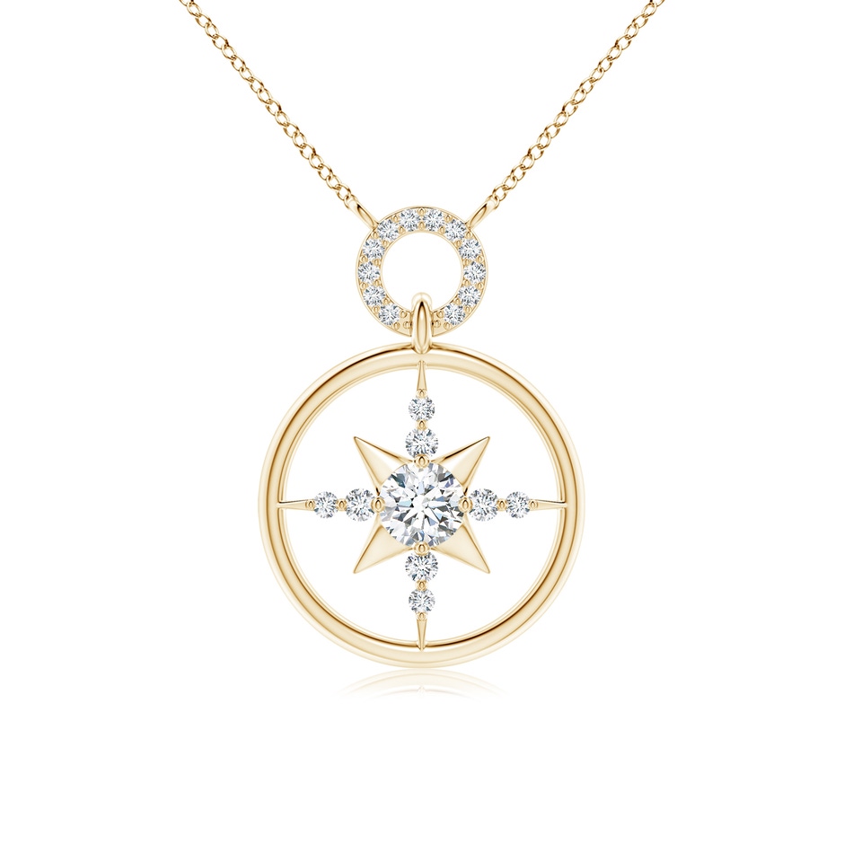 5.1mm GVS2 Diamond Compass Pendant in Yellow Gold 