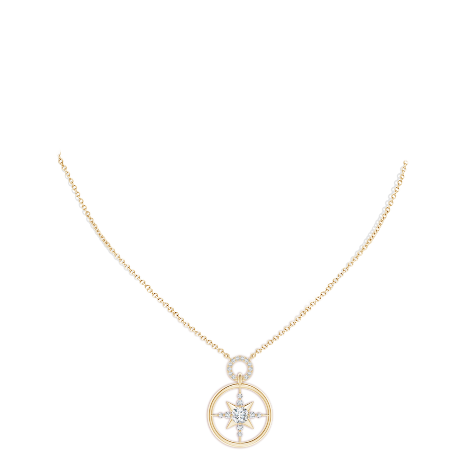 5.1mm GVS2 Diamond Compass Pendant in Yellow Gold pen