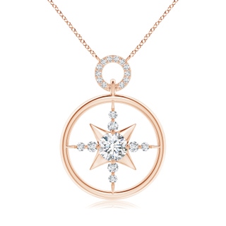 6.4mm GVS2 Diamond Compass Pendant in 18K Rose Gold