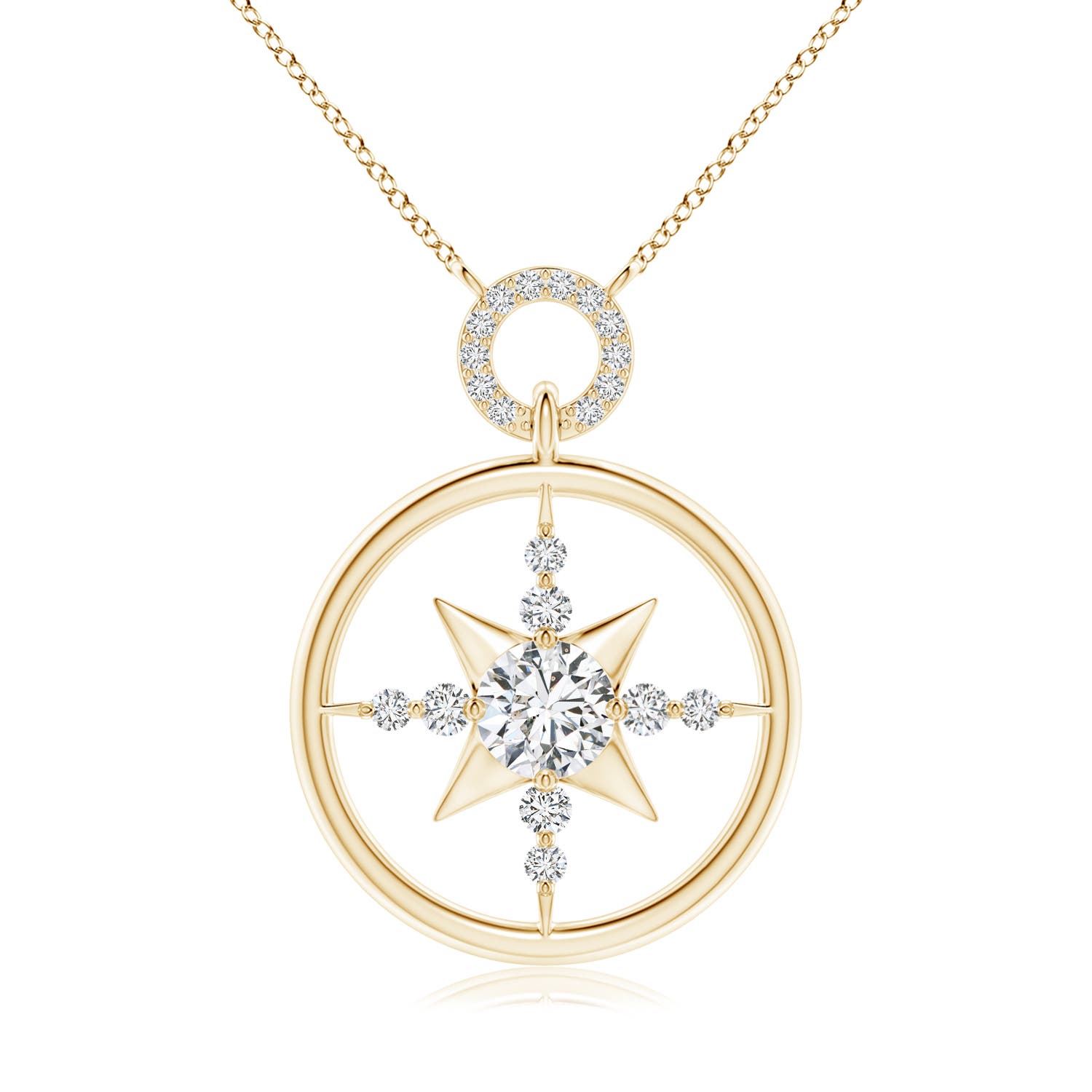6.4mm HSI2 Diamond Compass Pendant in 18CT Yellow Gold