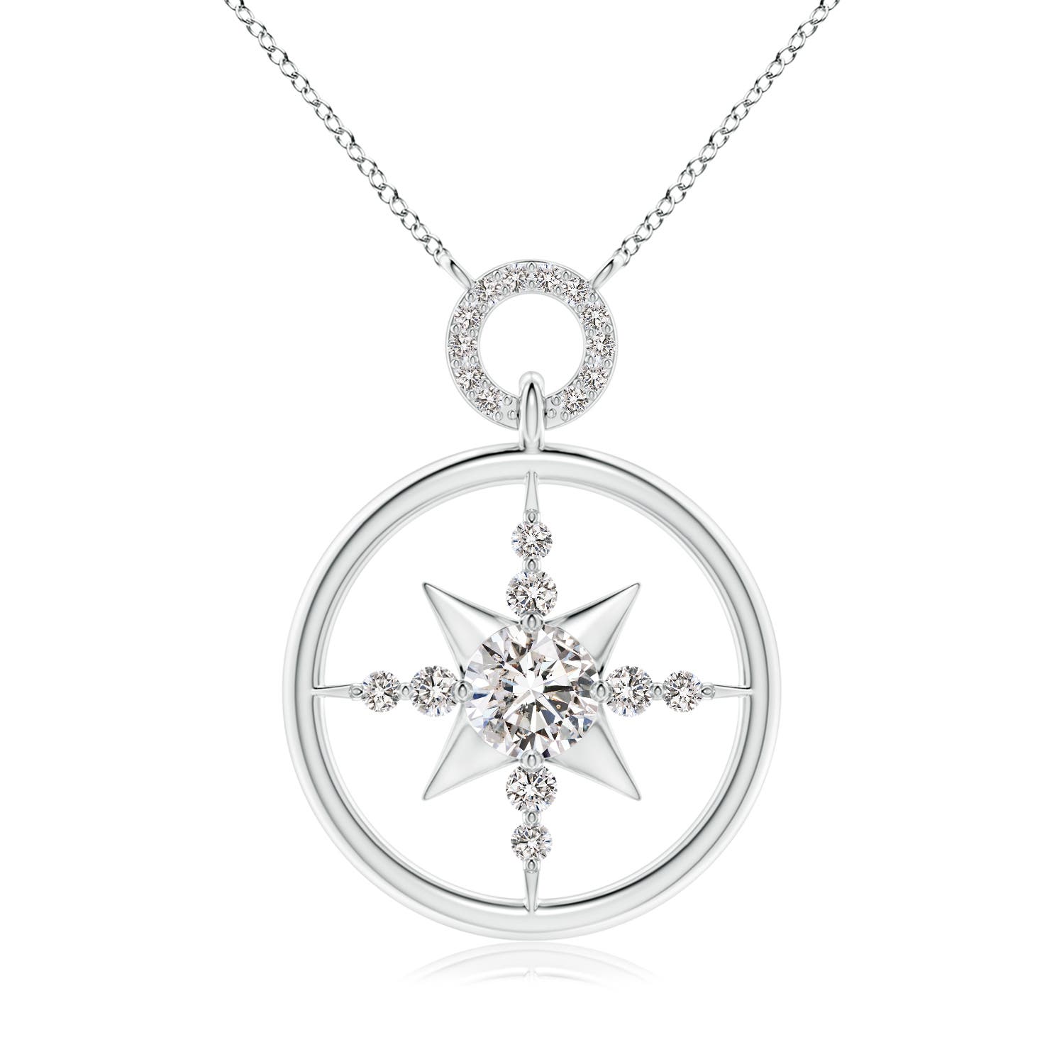 6.4mm IJI1I2 Diamond Compass Pendant in White Gold