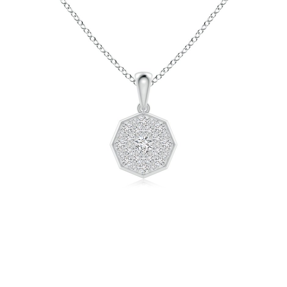 2.8mm HSI2 Round Clustre Diamond Octagonal Pendant in White Gold 