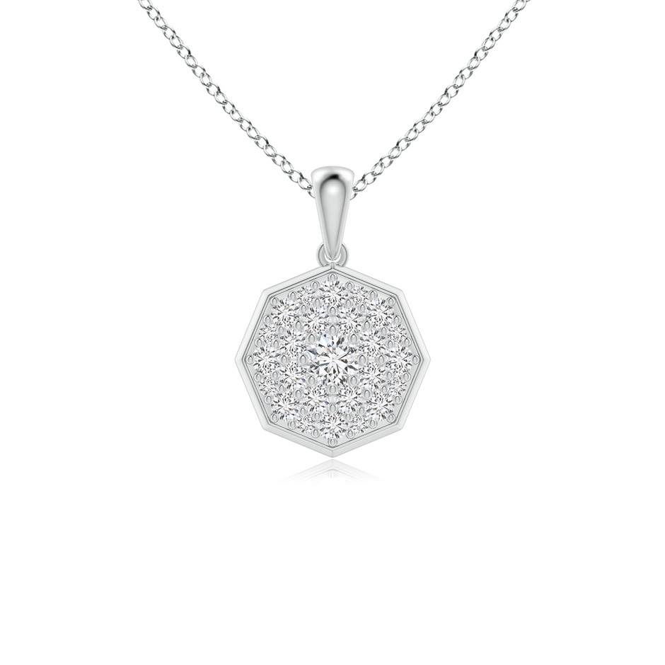 3.5mm HSI2 Round Clustre Diamond Octagonal Pendant in White Gold 