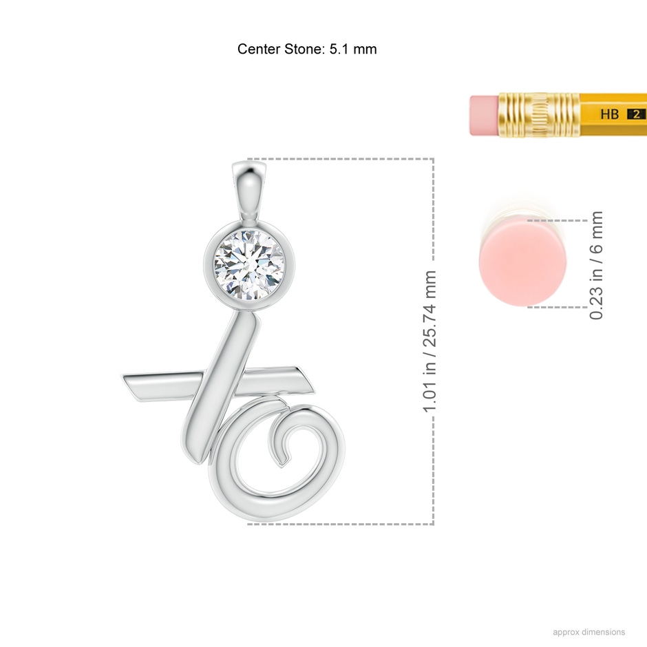 5.1mm GVS2 Bezel-Set Diamond XO Pendant in White Gold ruler