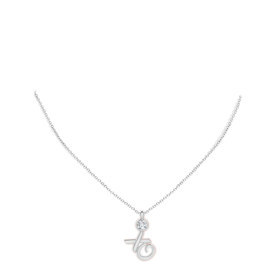 5.1mm GVS2 Bezel-Set Diamond XO Pendant in White Gold body-neck