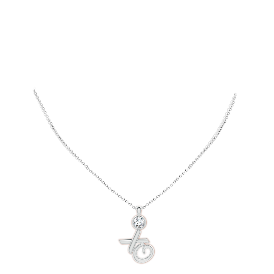 5.9mm GVS2 Bezel-Set Diamond XO Pendant in White Gold body-neck