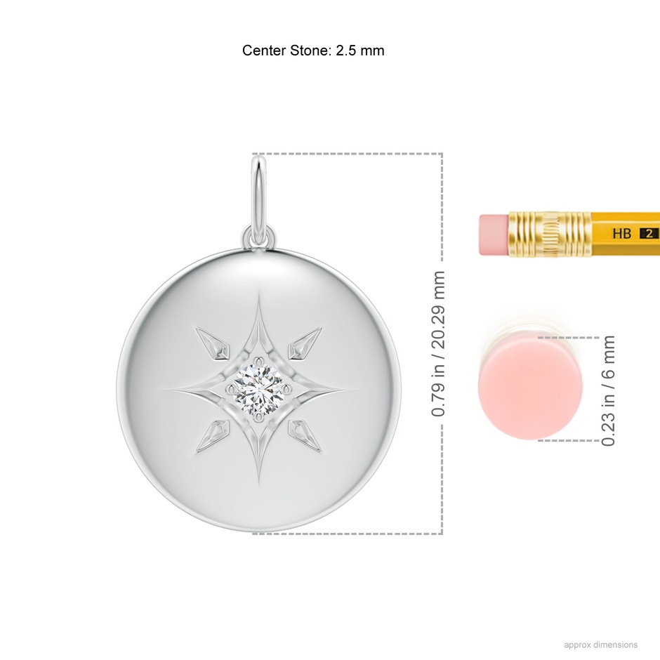 2.5mm HSI2 North Star Diamond Disc Pendant in White Gold ruler