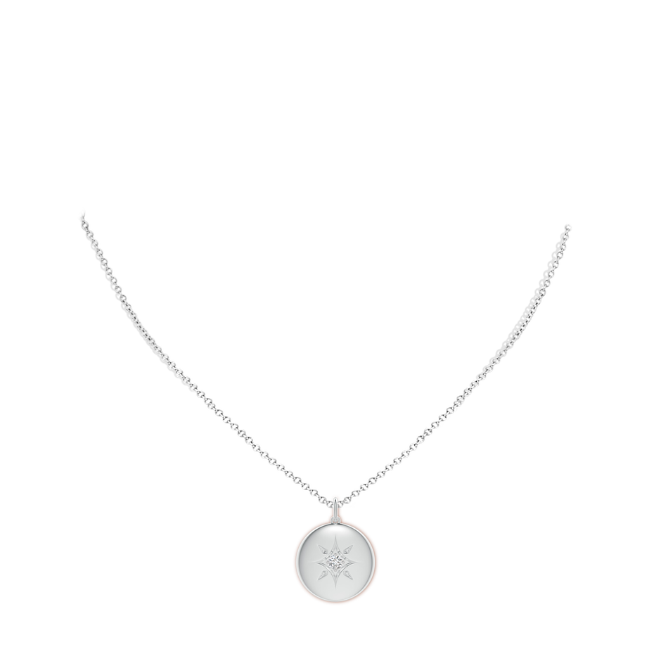 2.5mm HSI2 North Star Diamond Disc Pendant in White Gold body-neck