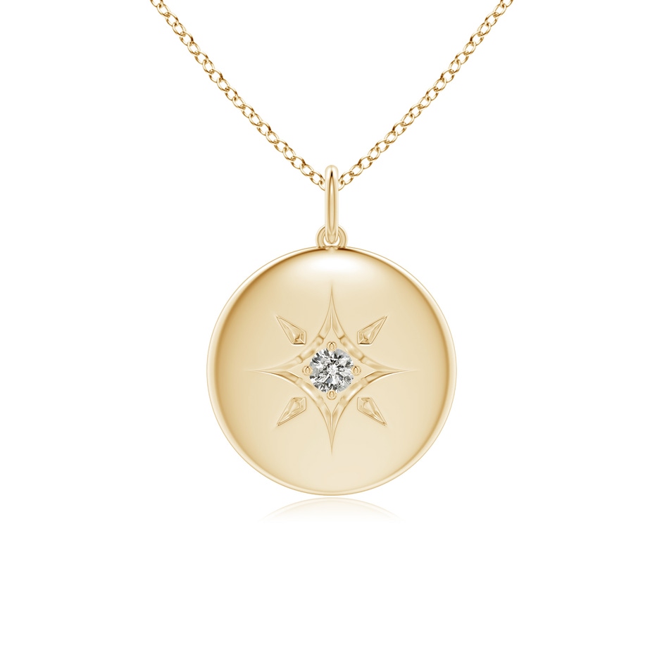 2.5mm KI3 North Star Diamond Disc Pendant in Yellow Gold 