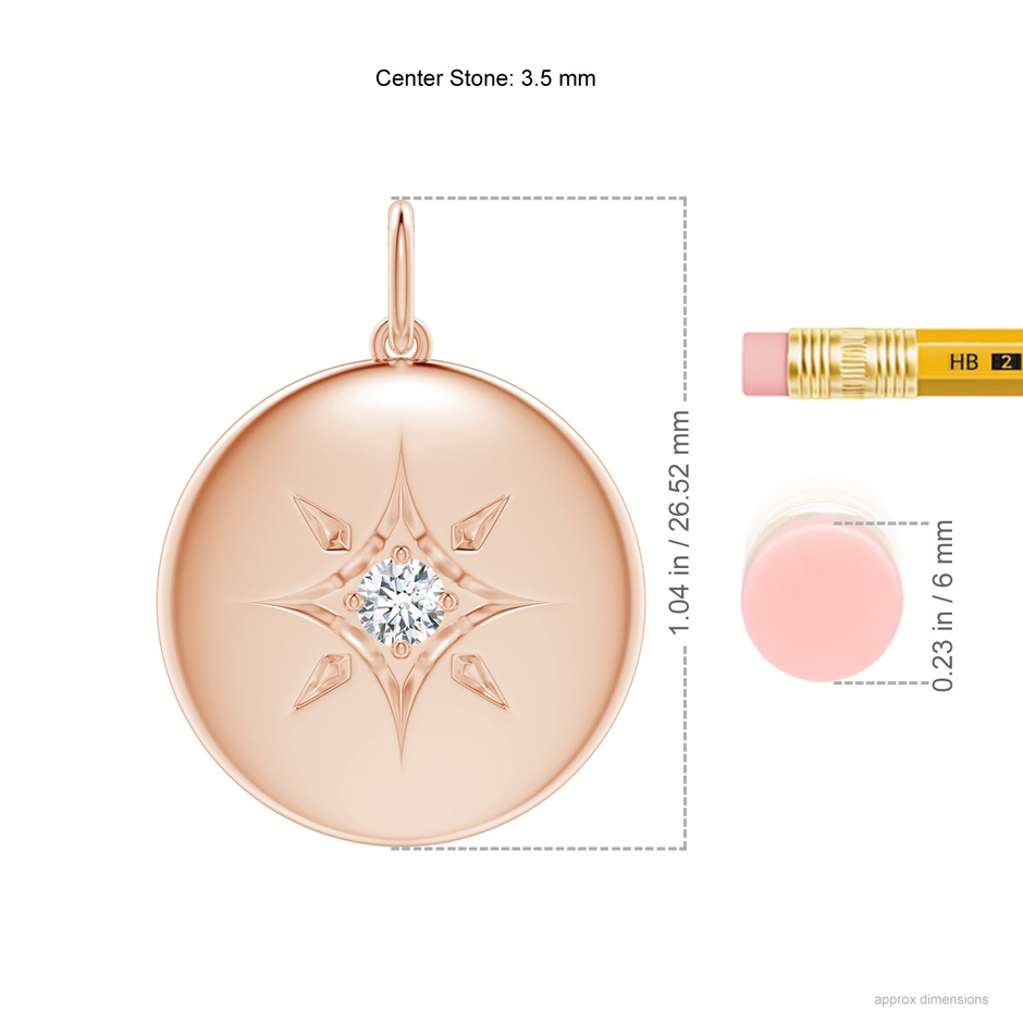3.5mm GVS2 North Star Diamond Disc Pendant in Rose Gold ruler