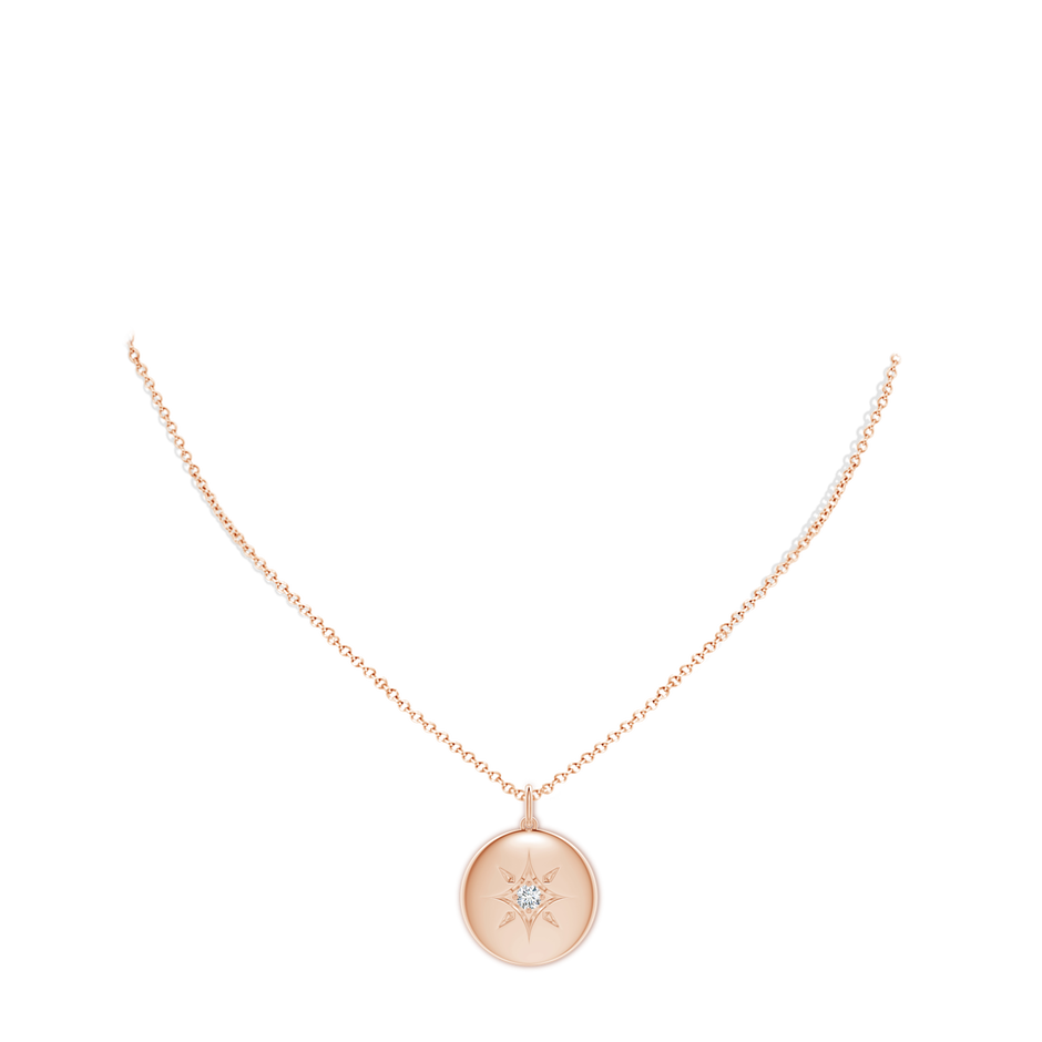 3.5mm GVS2 North Star Diamond Disc Pendant in Rose Gold body-neck