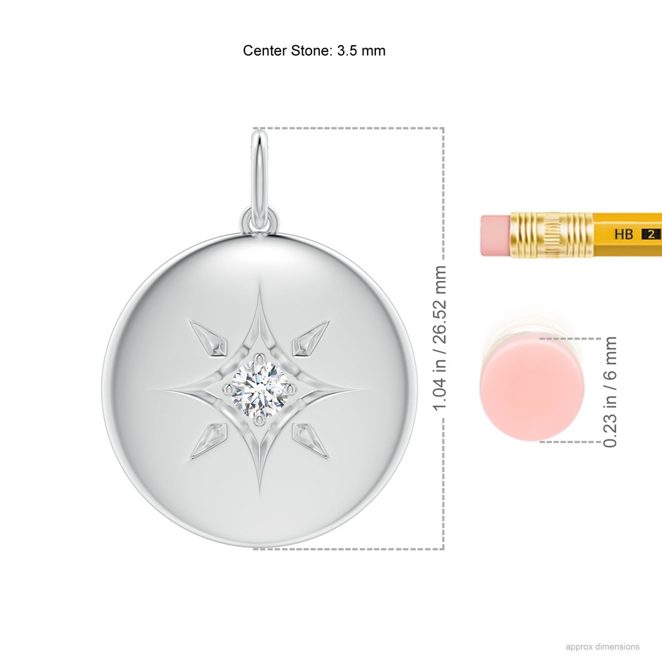 3.5mm GVS2 North Star Diamond Disc Pendant in White Gold ruler