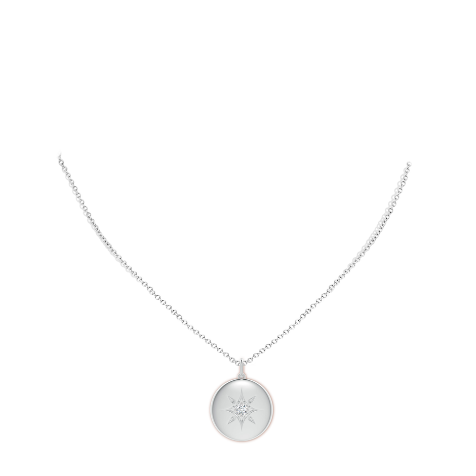 3.5mm GVS2 North Star Diamond Disc Pendant in White Gold body-neck