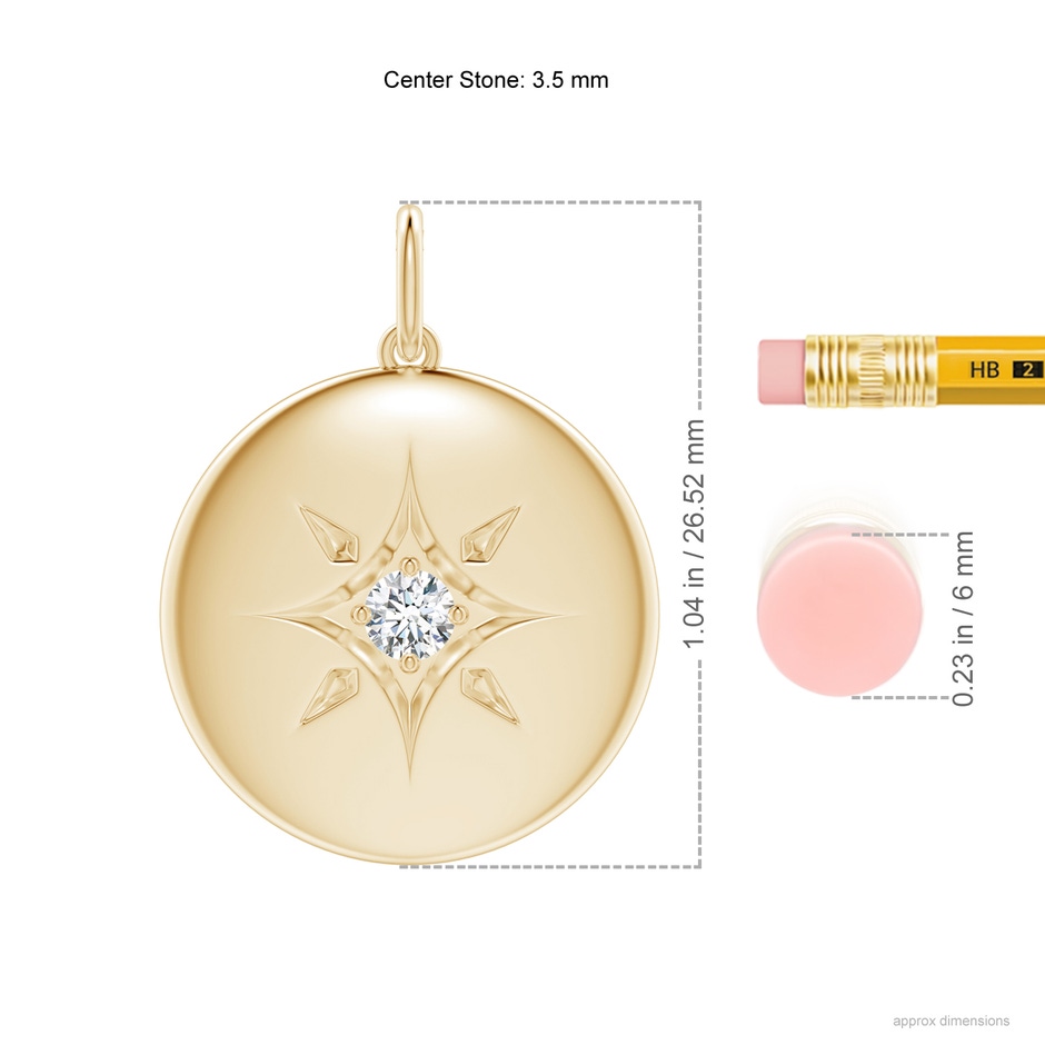 3.5mm GVS2 North Star Diamond Disc Pendant in Yellow Gold ruler