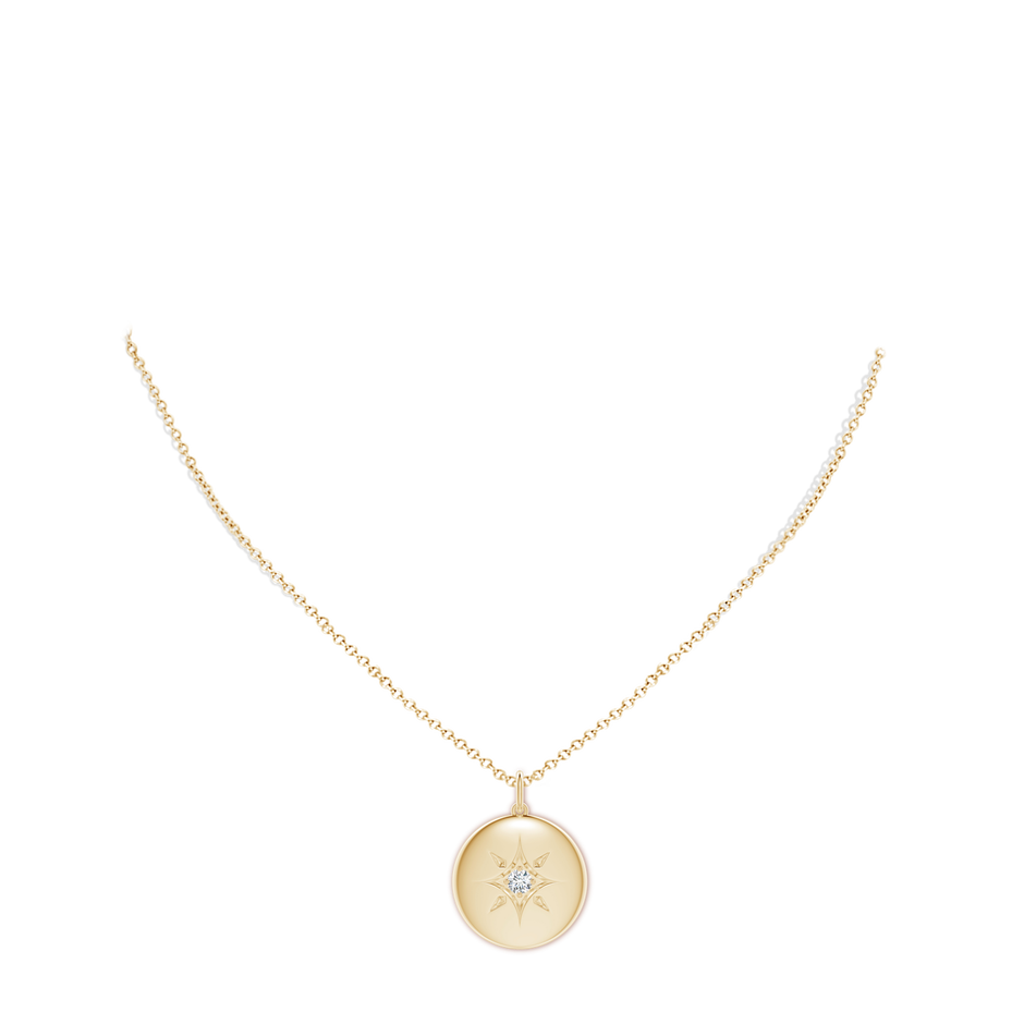 3.5mm GVS2 North Star Diamond Disc Pendant in Yellow Gold body-neck