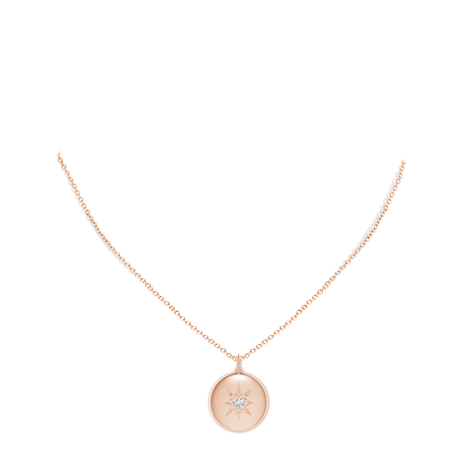 3mm GVS2 North Star Diamond Disc Pendant in Rose Gold body-neck