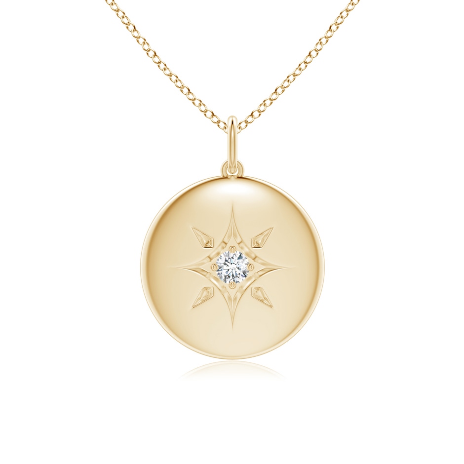 3mm GVS2 North Star Diamond Disc Pendant in Yellow Gold 