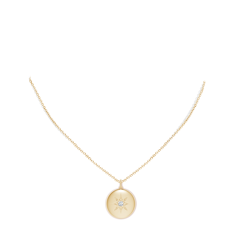 3mm GVS2 North Star Diamond Disc Pendant in Yellow Gold body-neck