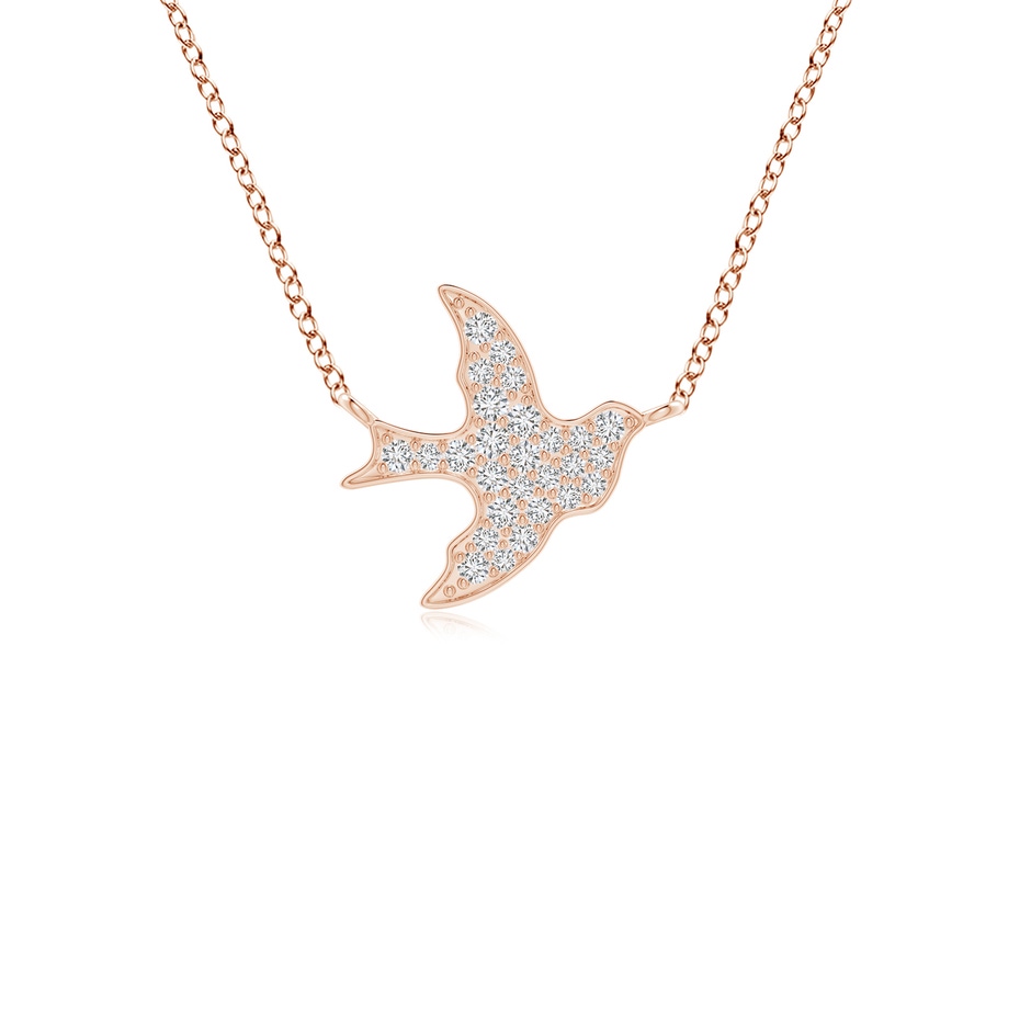 1.2mm HSI2 Pave-Set Diamond Dove Pendant in Rose Gold 
