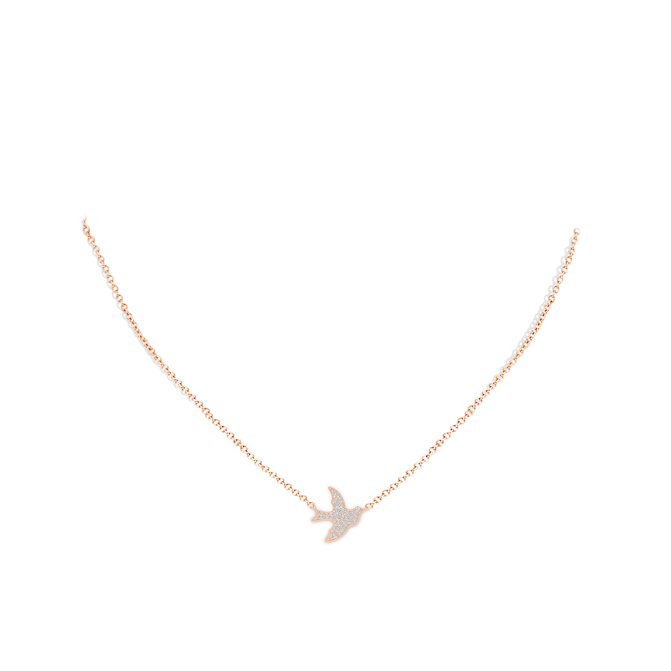 1.2mm HSI2 Pave-Set Diamond Dove Pendant in Rose Gold body-neck