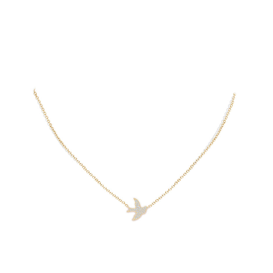 1.2mm HSI2 Pave-Set Diamond Dove Pendant in Yellow Gold body-neck