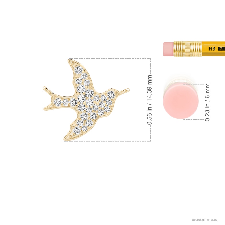 1.4mm HSI2 Pave-Set Diamond Dove Pendant in Yellow Gold ruler