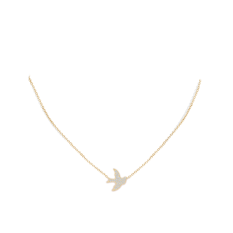 1.4mm HSI2 Pave-Set Diamond Dove Pendant in Yellow Gold body-neck