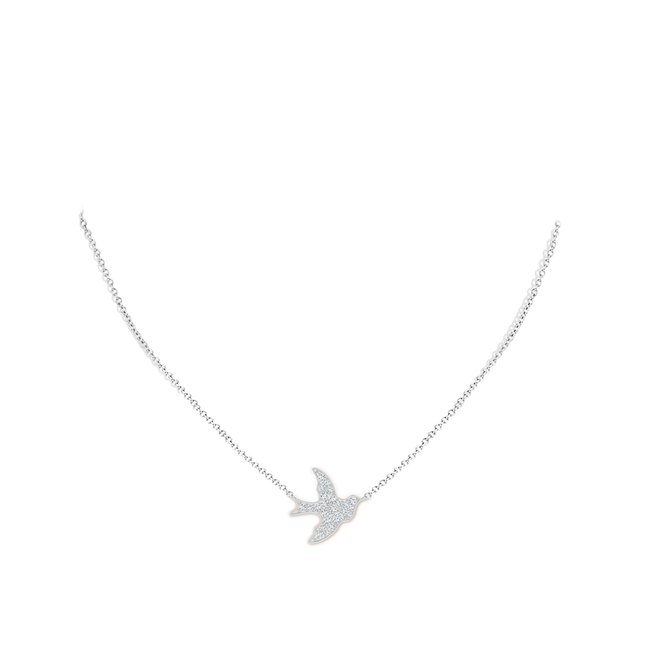 1.7mm GVS2 Pave-Set Diamond Dove Pendant in White Gold body-neck