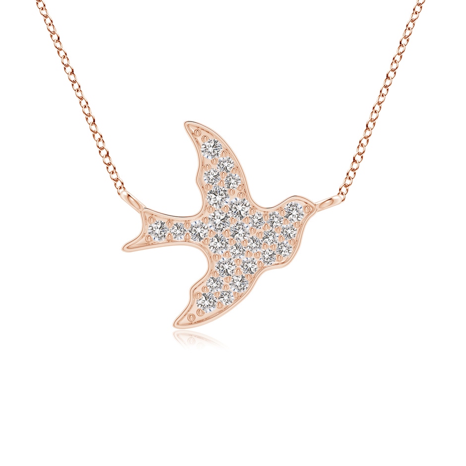 1.7mm IJI1I2 Pave-Set Diamond Dove Pendant in Rose Gold 