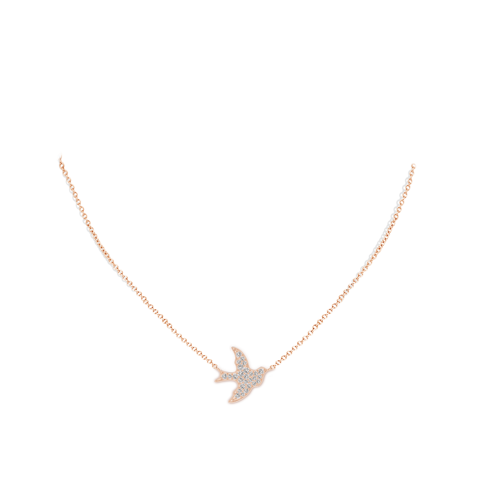 1.7mm IJI1I2 Pave-Set Diamond Dove Pendant in Rose Gold body-neck