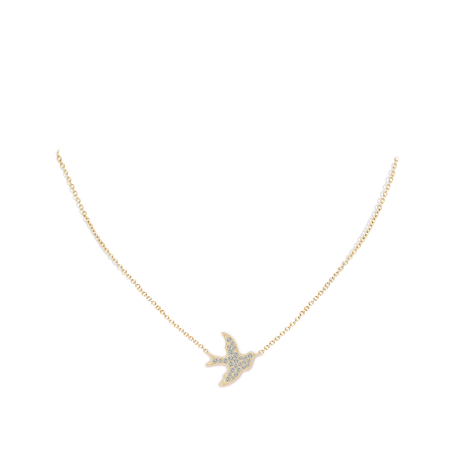 1.7mm KI3 Pave-Set Diamond Dove Pendant in Yellow Gold body-neck