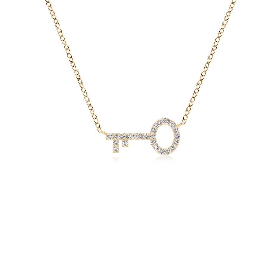 1.05mm IJI1I2 U-Pave Set Diamond Key Pendant in Yellow Gold 