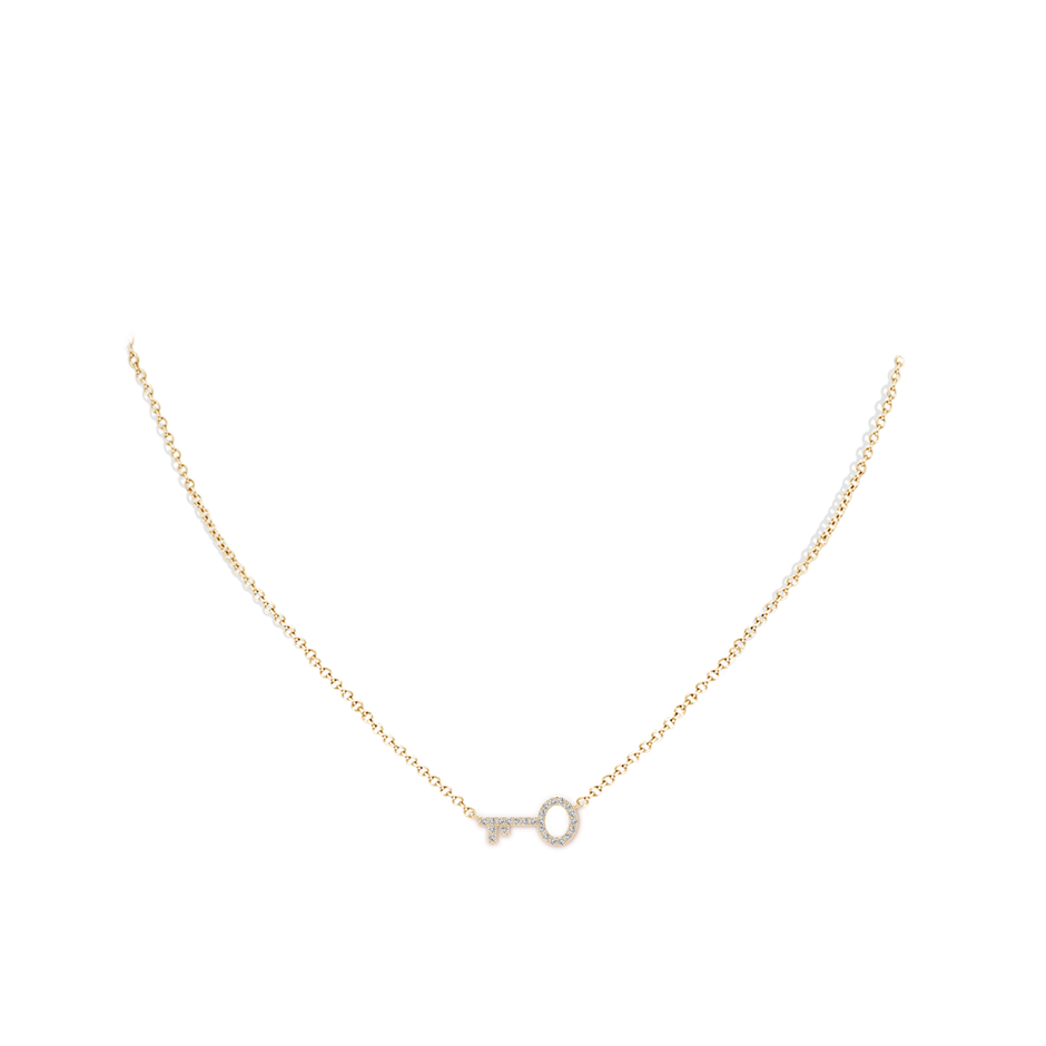1.05mm IJI1I2 U-Pave Set Diamond Key Pendant in Yellow Gold body-neck
