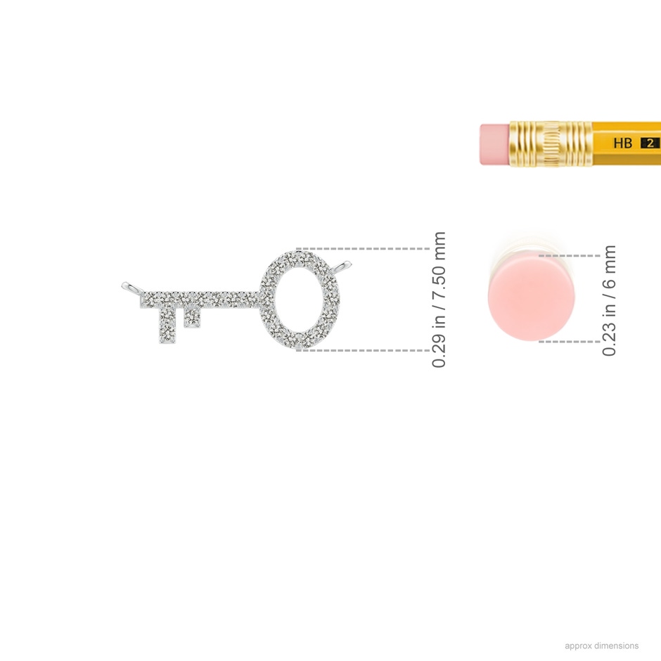 1.05mm KI3 U-Pave Set Diamond Key Pendant in White Gold ruler