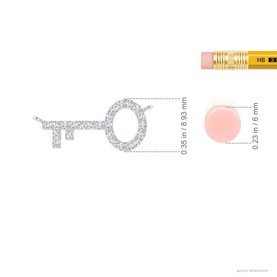 1.2mm GVS2 U-Pave Set Diamond Key Pendant in P950 Platinum ruler