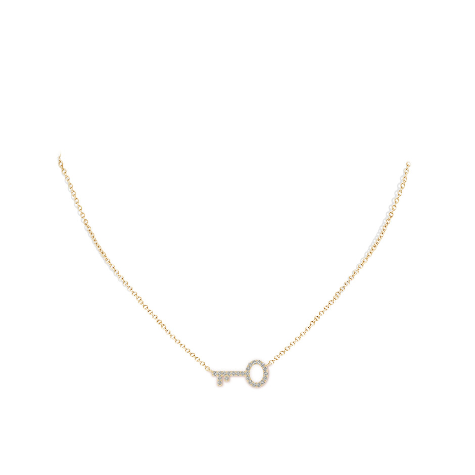 1.2mm KI3 U-Pave Set Diamond Key Pendant in Yellow Gold body-neck