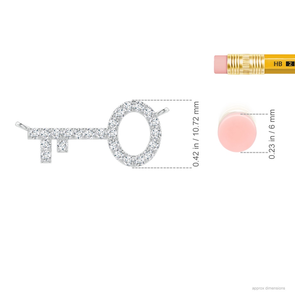 1.5mm GVS2 U-Pave Set Diamond Key Pendant in P950 Platinum ruler